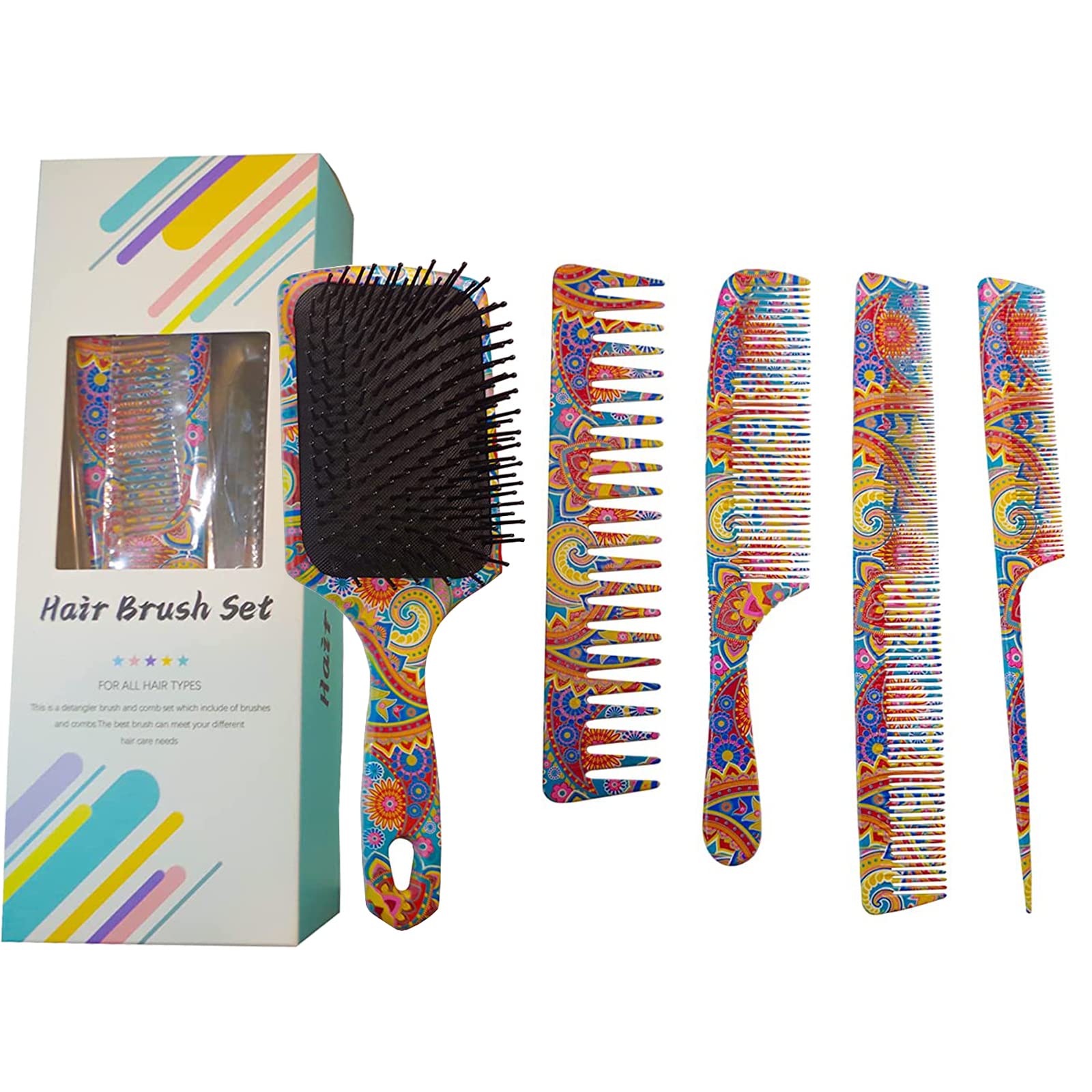 Camo Hair Brush,Anti Static & Frizz Air Cushion Massage combs for kids&Adults,Five different combs&Hair Brush For All Hair Types,Can Softens And Improves Hair Texture