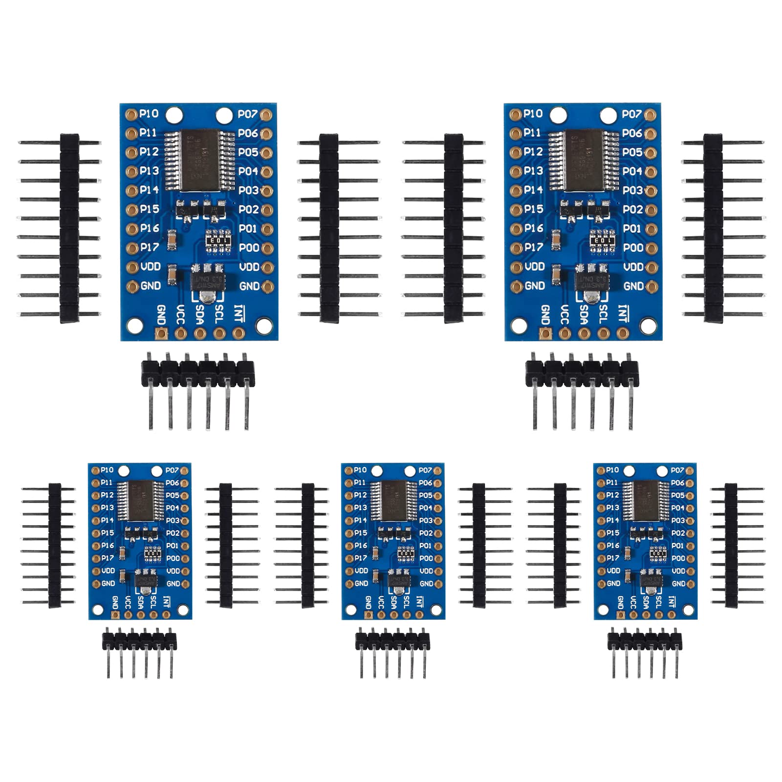 AITIAO 5Pcs PCF8575 IO Expander Board I2C to 16 IO IIC I2C I/O Extension Shield Module DC 2.5-5.5V I2C Communication Control 16 IO Ports