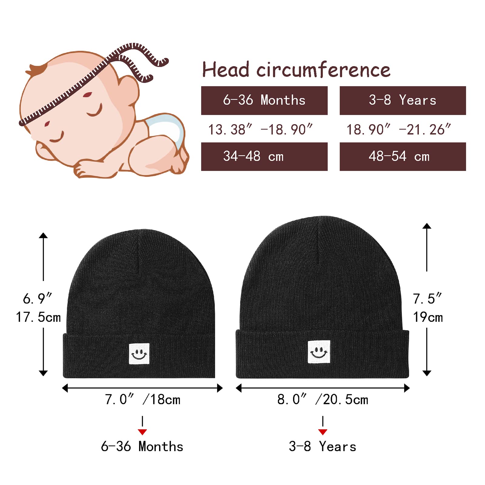 MaxNova Baby Beanie 0-6 Months Black