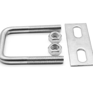 BokWin 2PCS M8x40x65mm Stainless Steel Square U-Bolt Tie Down U Bolt with Frame Plate and Nuts for Sailboat Trailer Automobiles Trailer Industrial Parts