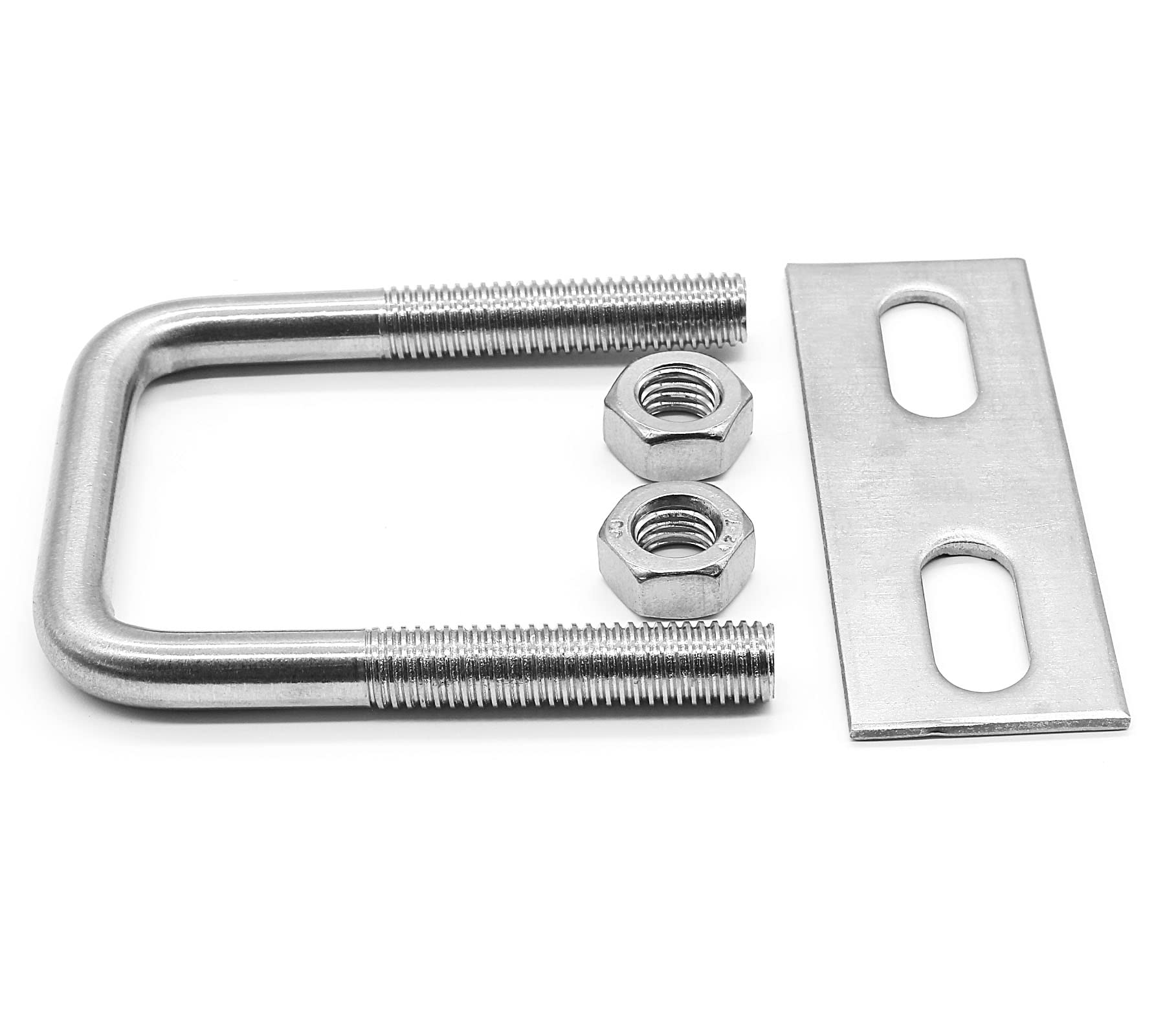 BokWin 2PCS M8x40x65mm Stainless Steel Square U-Bolt Tie Down U Bolt with Frame Plate and Nuts for Sailboat Trailer Automobiles Trailer Industrial Parts