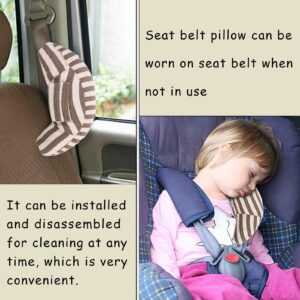 ZHYYQL Car Seat Travel Pillow Neck Support Cushion Pad for Kids, Safety Belt Sleeping Pillow, Car Seat Travel Pillow Neck Support Cushion Pad, Headrest Shoulder Pad for Children Adults (Brown)