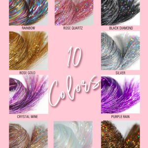 6 Pcs Clip in Hair Tinsle Kit, 19.6 Inch Heat Resistant Glitter Tinsel Hair Extension Clips, Fairy Hair Sparkle Strands Festival Gift Party Dazzle Hair Accessories for Women Girls Kids (GALAXY)