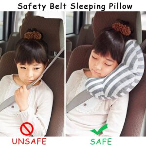 ZHYYQL Car Seat Travel Pillow Neck Support Cushion Pad for Kids, Safety Belt Sleeping Pillow, Car Seat Travel Pillow Neck Support Cushion Pad, Headrest Shoulder Pad for Children Adults (Gray)