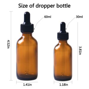 Easeen 48 Pack 2oz Amber Glass Dropper Bottles, Eye Dropper Bottles with Glass Droppers for Essential Oils, Perfumes