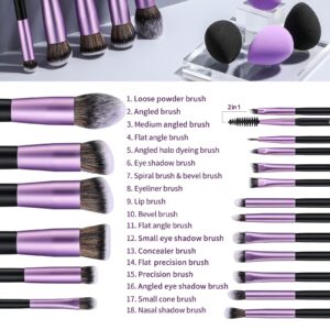 BS-MALL Makeup Brushes Premium Synthetic Foundation Powder Concealers Eye Shadows Makeup 18 Pcs Brush Set with 4 Pcs Makeup sponge Set