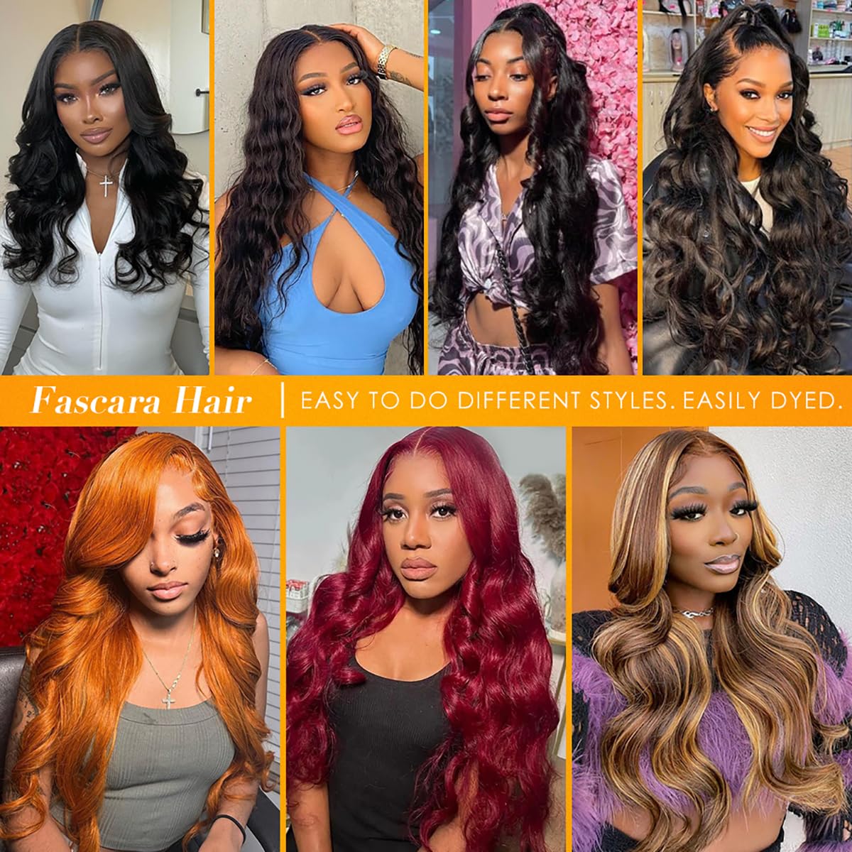 FASCARA 13x4 Body Wave Lace Front Wigs Human Hair Pre Plucked 180% Density HD Transparent Lace Frontal Wigs Human Hair for Women 9A Glueless Wigs Human Hair with Baby Hair 18Inch Natural Color