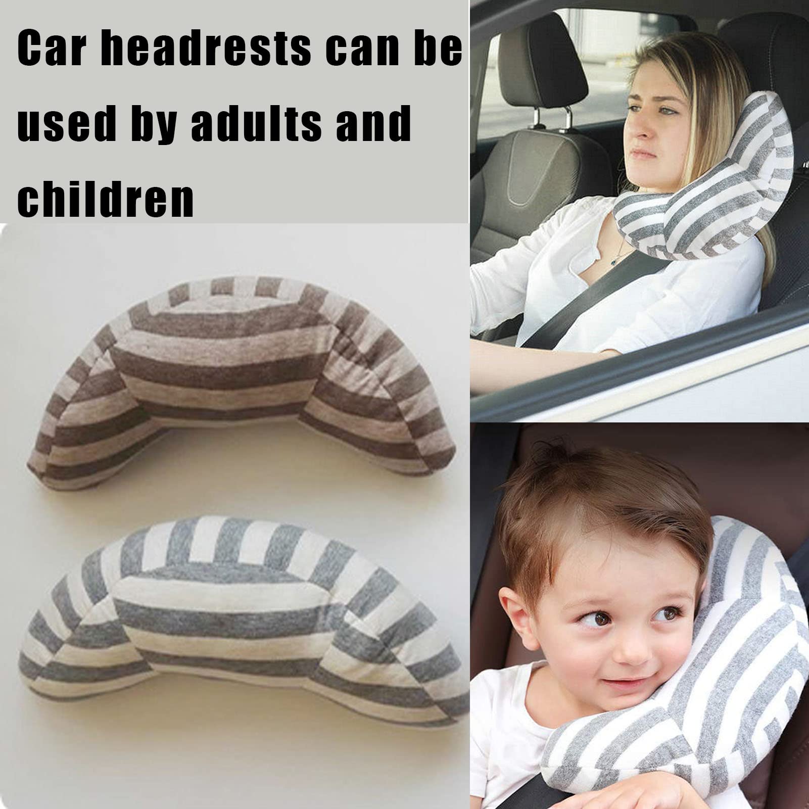 ZHYYQL Car Seat Travel Pillow Neck Support Cushion Pad for Kids, Safety Belt Sleeping Pillow, Car Seat Travel Pillow Neck Support Cushion Pad, Headrest Shoulder Pad for Children Adults (Brown)