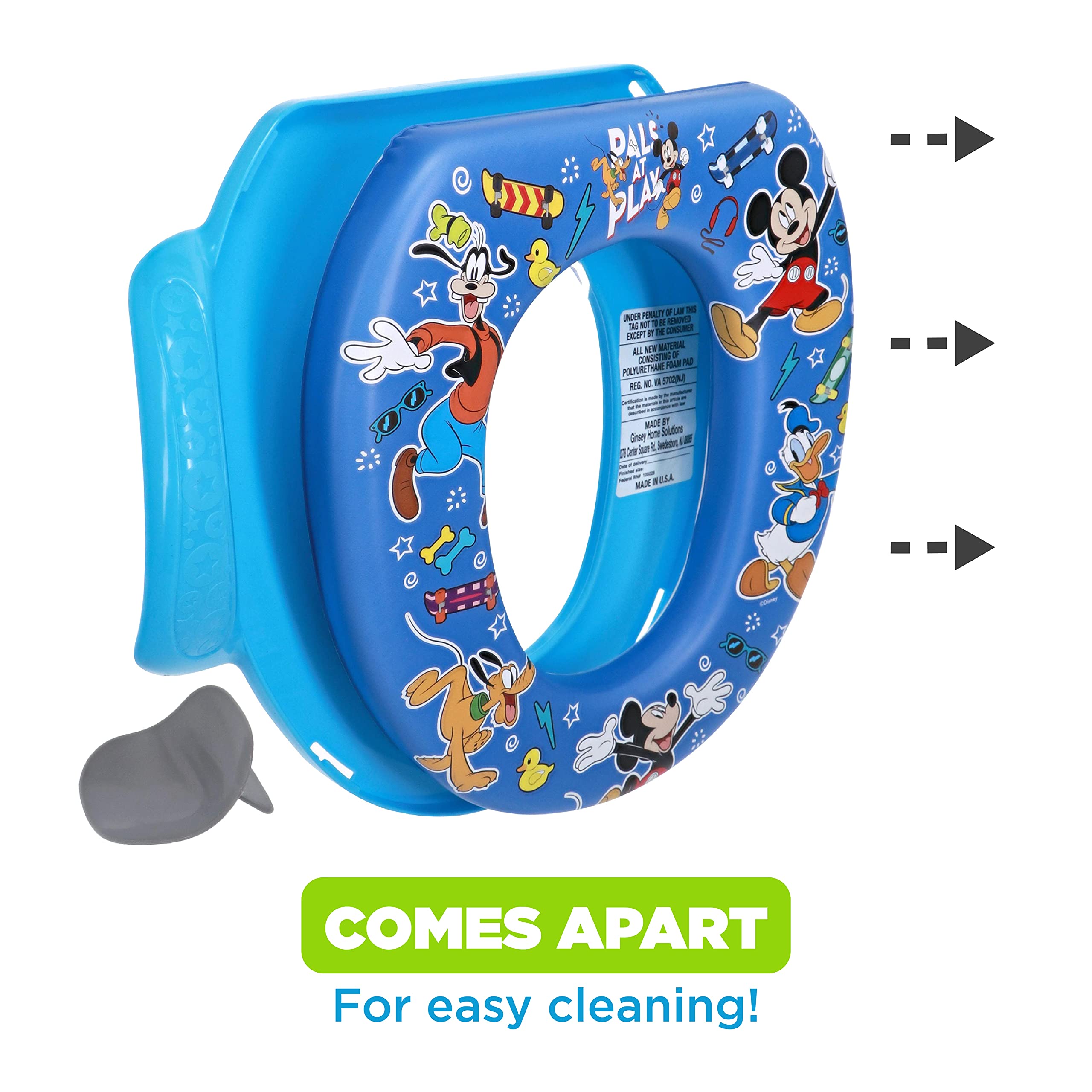 Disney Mickey Mouse "Pals at Play" Soft Potty Seat and Potty Training Seat - Soft Cushion, Baby Potty Training, Safe, Easy to Clean