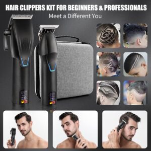 Zesuti Professional Hair Clippers & Trimmer Set for Man with Charging Base,Cordless 4 Adjustable Speeds Hair Clipper,Barber Supplies Clippers for Hair Cutting Mens T-Blade Trimmer Haircut Kit,Black…