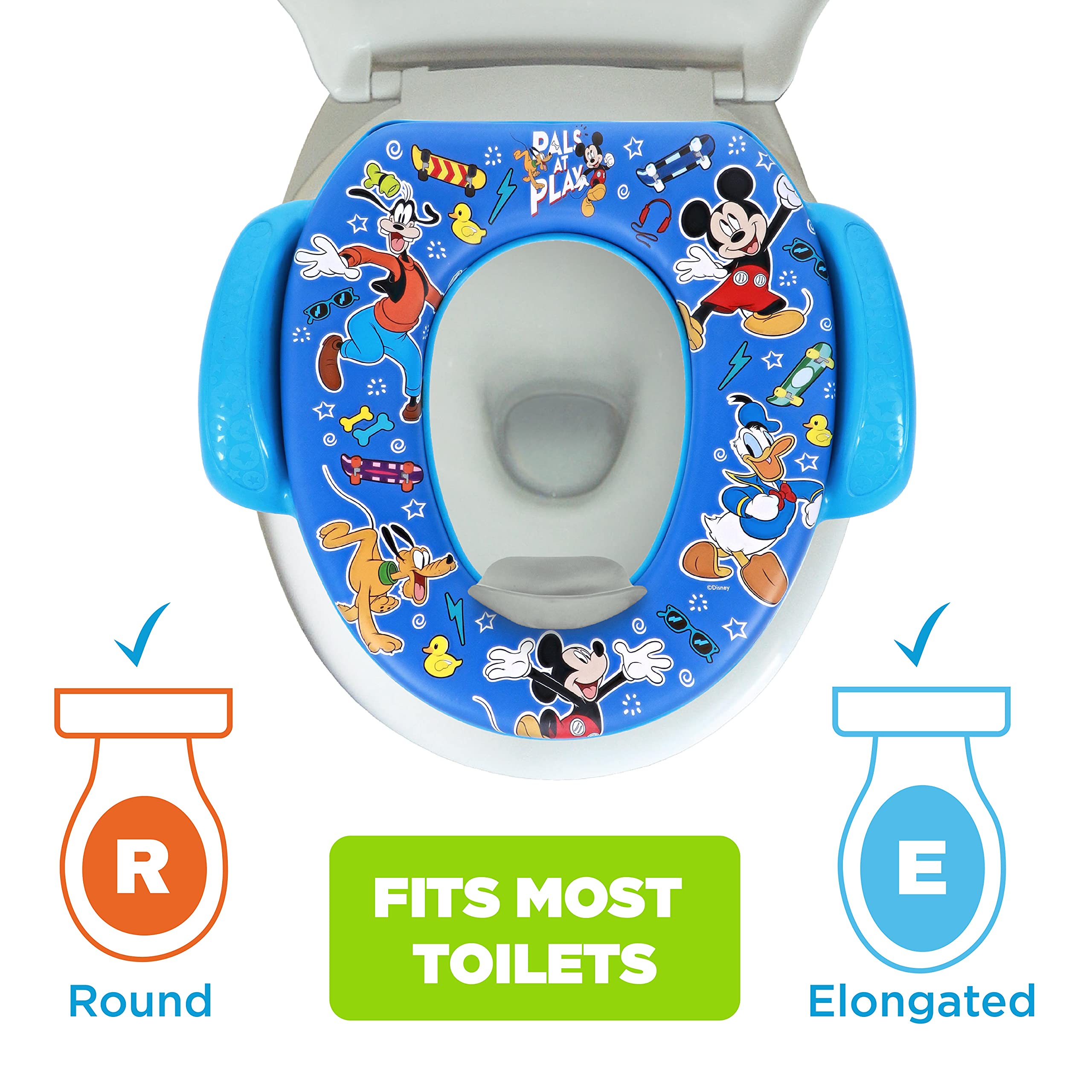 Disney Mickey Mouse "Pals at Play" Soft Potty Seat and Potty Training Seat - Soft Cushion, Baby Potty Training, Safe, Easy to Clean