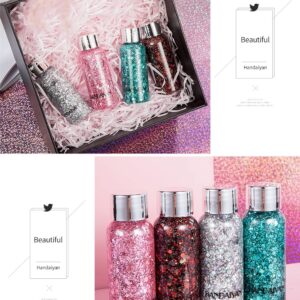 HANDAIYAN Holographic Body Glitter Gel Nail Hair Body Face Eye Shadow Mermaid Sequins Chunky Glitter Festival Glitter Makeup for Body, Face, Hair Makeup (01 Silver)