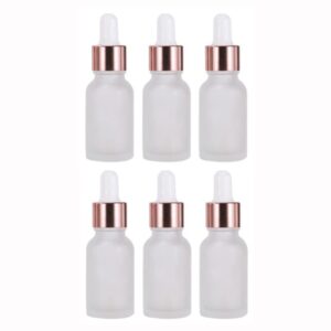 travel essential oil dropper bottle - transparent frosting glass bottle rubber essence cosmetics dropper bottles portable tincture bottles with dropper empty bottle dropper (0.5oz/15ml 6 pack)