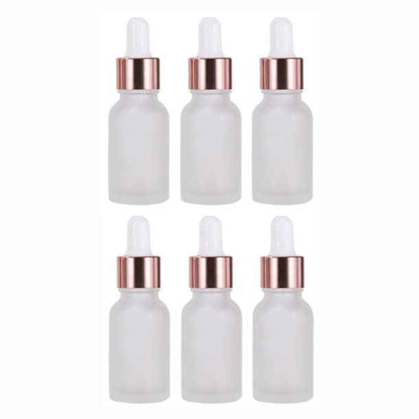 Travel Essential Oil Dropper Bottle - Transparent Frosting Glass Bottle Rubber Essence Cosmetics Dropper Bottles Portable Tincture Bottles With Dropper Empty Bottle Dropper (0.5oz/15ml 6 Pack)