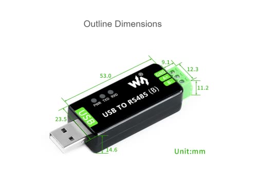 Industrial USB to RS485 Converter Adapter with Original CH343G and SP485EEN, Built-in Lightningproof Tube, Resettable Fuse, ESD and TVS Protection Circuits, up to 1.2km RS485 Transmission Distance