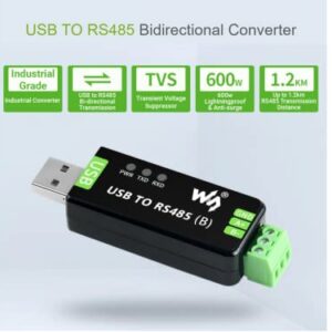 Industrial USB to RS485 Converter Adapter with Original CH343G and SP485EEN, Built-in Lightningproof Tube, Resettable Fuse, ESD and TVS Protection Circuits, up to 1.2km RS485 Transmission Distance