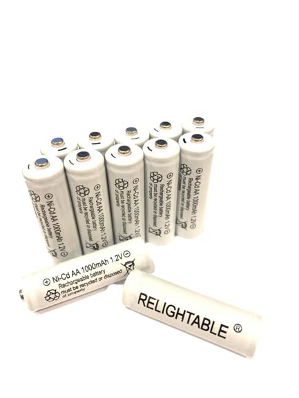 RELIGHTABLE AA Size NiCd AA 1000mAh 1.2V Rechargeable Batteries for Solar Lamp Solar Light (12-PCS AA 1000mAh)