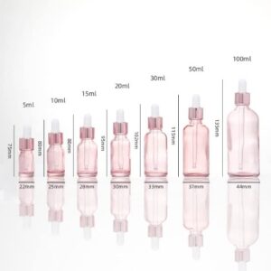 SNOW DIAMOND 0.5 oz Eye Dropper Bottle (3 Pack Rose Glass Bottles 15ml with Golden Caps，Empty Tincture Bottles for Essential Oils, Body Oils, Perfume Pink