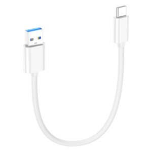 12 inch usb a to usb c cable 1 ft,usb 3.1/3.2 cable 10gbps high speed data sync and qc 3.0 60w fast charging for iphone 16 15,macbook pro,ipad pro,portable ssd,power bank,samsung s24,note,pixel,white