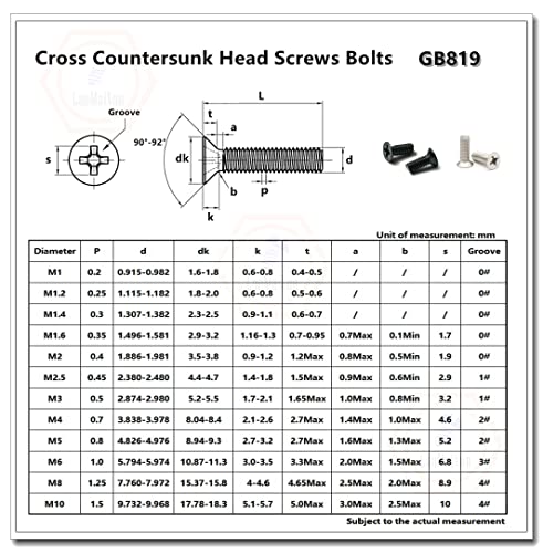 100pcs M1.4-0.3×6mm Laptop Notebook Computer Carbon Steel Screws Kit Set, Flat Head Phillips Cross Screw Assortments, Countersunk ssd Screws for SSD Toshiba DELL Sony Samsung