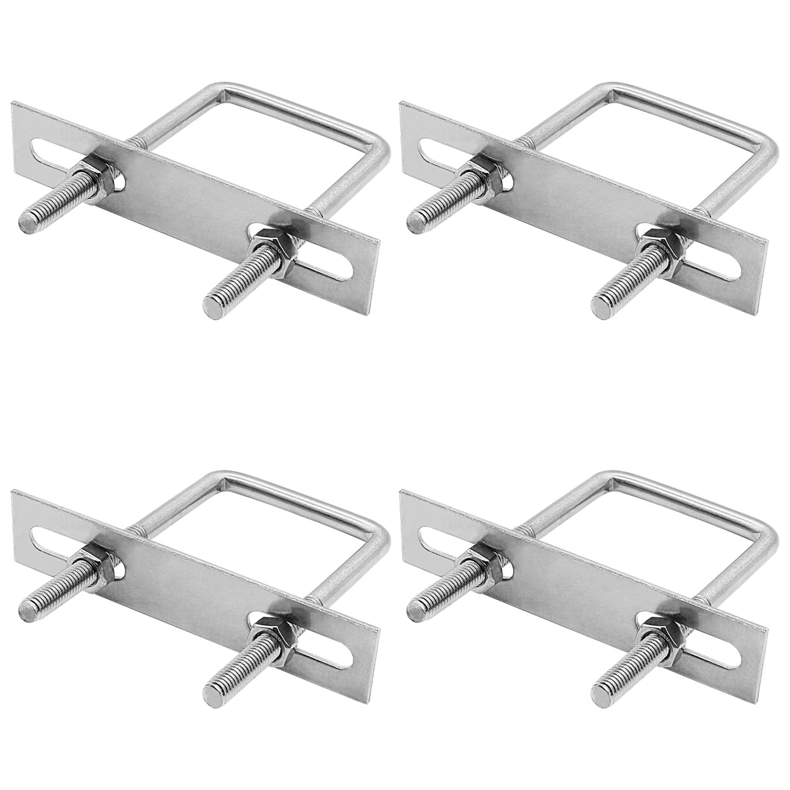 BokWin 4PCS M6x40x80mm Stainless Steel Square U-Bolt Tie Down U Bolt with Frame Plate and Nuts