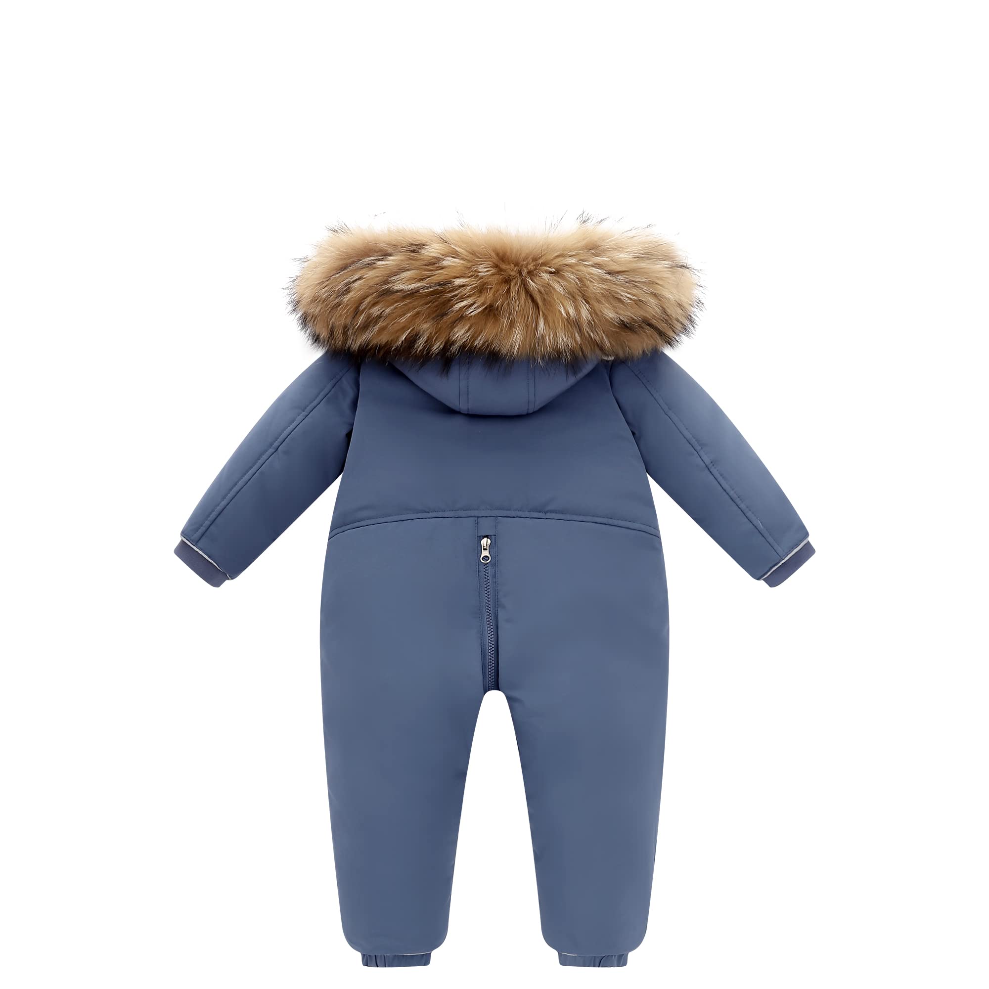 Fewlby Baby Snowsuit Infant Baby Boys Girls Romper Winter Down Jacket Hooded One-Piece Outwear Toddler Jumpsuit, Blue 18-21 Months