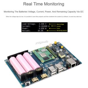 Mini-Computer PoE UPS Uninterruptible Power Supply Base Board Designed for Raspberry Pi Compute Module 4 with Gigabit Ethernet Dual HDMI Quad USB2.0 @XYGStudy (CM4-POE-UPS-BOX)