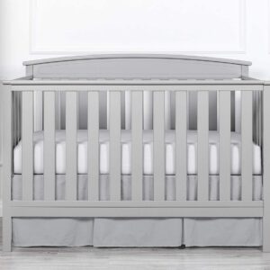 Pleated Crib Bed Skirt, 800TC 100% Egyptian Cotton, Nursery Crib Toddler (28” x 52” x 14’’) Bedding Skirt for Baby Boys or Girls - Silver