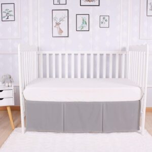 Pleated Crib Bed Skirt, 800TC 100% Egyptian Cotton, Nursery Crib Toddler (28” x 52” x 14’’) Bedding Skirt for Baby Boys or Girls - Silver