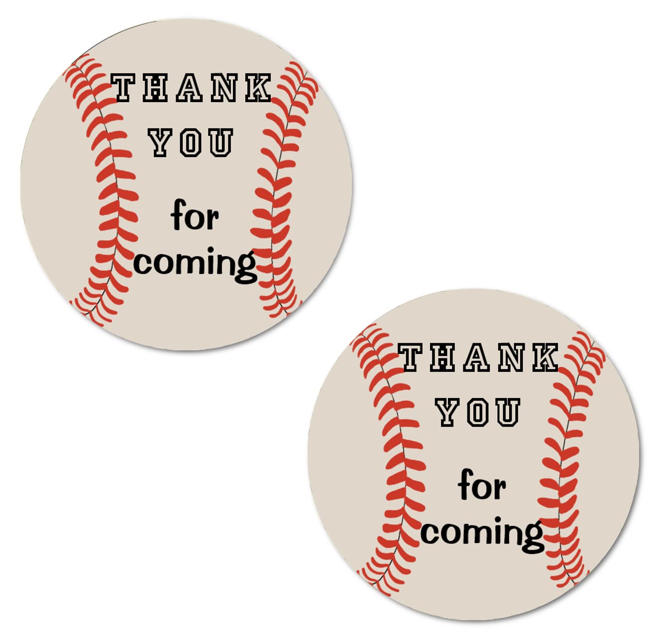 40 Thank You Baseball Labels, 2 Inch Big Round Glossy Stickers, Great Stickers for Birthday Party, Baby Shower, Wedding, Graduation, or Any Family Event Decorations, Made in USA