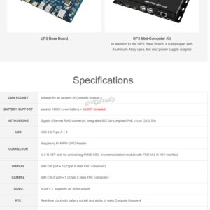 Mini-Computer PoE UPS Uninterruptible Power Supply Base Board Designed for Raspberry Pi Compute Module 4 with Gigabit Ethernet Dual HDMI Quad USB2.0 @XYGStudy (CM4-POE-UPS-BOX)