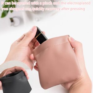 CANIPHA 4pcs Lambskin Pocket Cosmetic Bag, Waterproof Portable No Zipper Self-closing Small Makeup Pouch for Women Mini Travel Storage bag for Cosmetics Headphones Jewelry