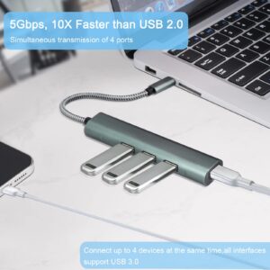 Henrety USB C Hub, 4-in-1 Ultra Slim Portable Data Hub USB Splitter USB 3.0 Expander for Laptop, PC, MacBook, Mac Pro, Mac Mini, iMac, Surface Pro, and More USB Devices