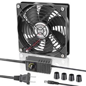 wderair ac 120mm powerful computer fan with ac plug, 110v - 240v ac to dc 12v variable speed controller for electronic components，ps5，router，xbox，growtent，modem，amplifier，receiver，biltong cooling