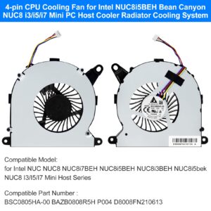 ARLBA New Replacement CPU Cooling Fan for Intel NUC NUC8 NUC8i3BEH NUC8i5BEH NUC8i5bek NUC8i7BEH NUC8 I3/I5/I7 Mini Host BSC0805HA-00 BAZB0808R5H P004 5V 0.6A Fan w/Thermal Paste & Spatula