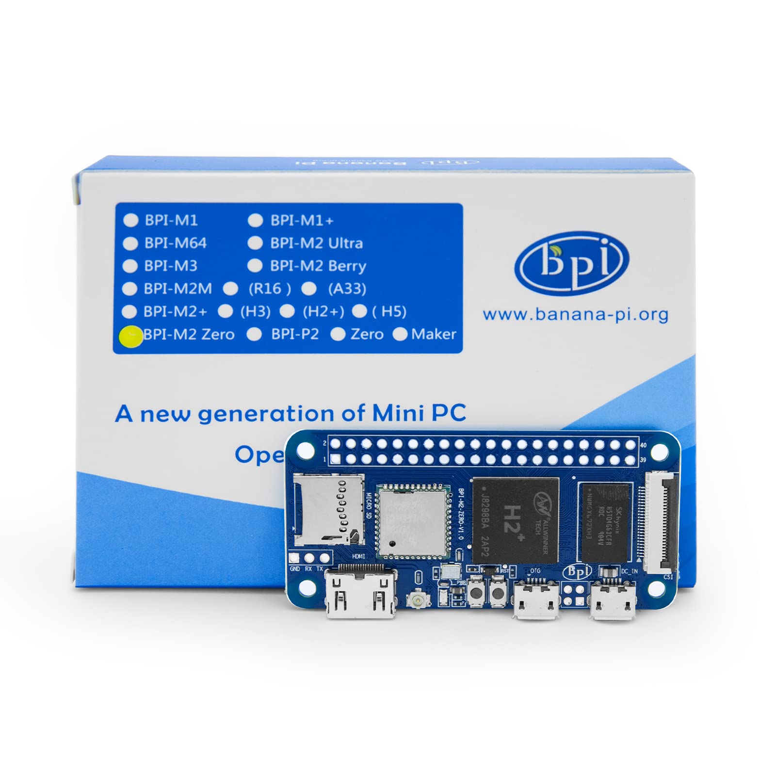 Banana Pi M2 Zero Allwinner H3 CPU Open Source Single Board Computer 512 MB DDR3 SDRAM Onboard 40Pin GPIO Compatible with Raspberry Pi Support Android Linux