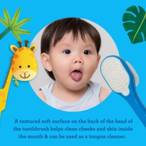 GuruNanda Butter on Gums Toddler Toothbrush with Sand Timer, Extra Soft Bristles for Kids Age 2+, Toothbrush with Tongue Cleaner & Brush Cap (2 Pack)