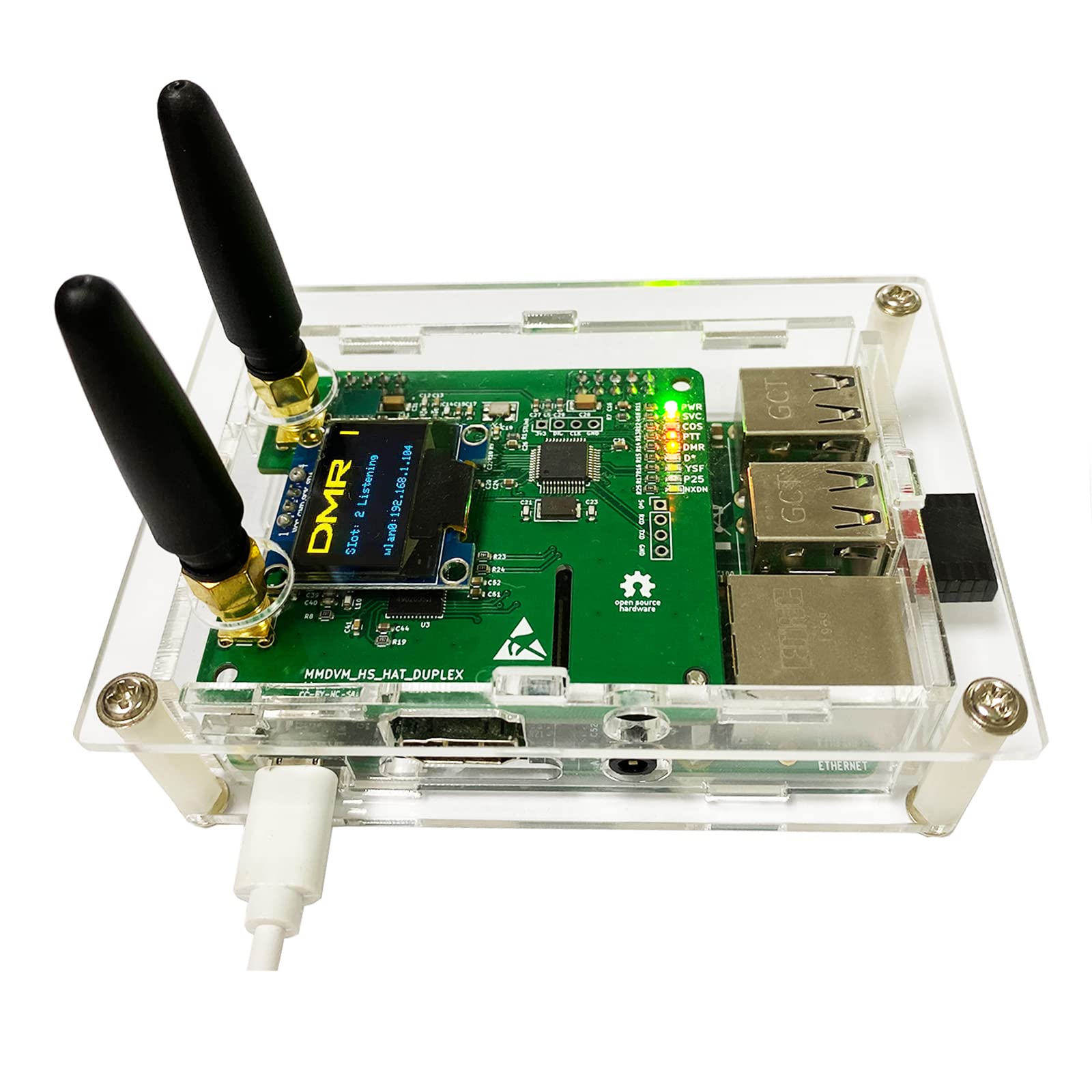 Duplex mmdvm Hotspot Board hat OLED Two Timeslots Two Colors Yellow Blue OLED Low BER 0 Offset Tf Card Written Pi-Star Software