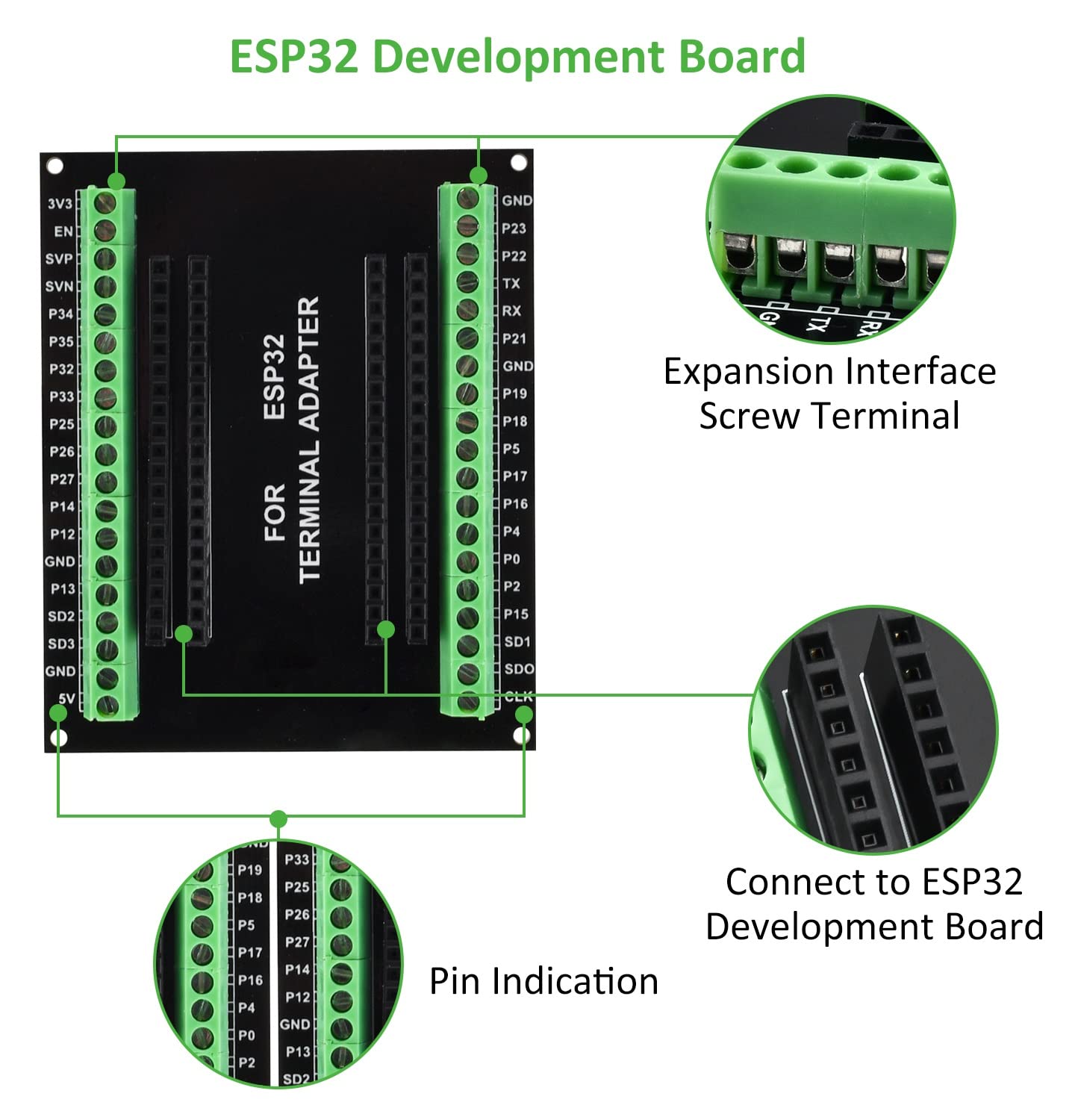 3-Pack 38PIN ESP32 Breakout Board, Aideepen ESP32 ESP32S Breakout Board GPIO 1 into 2 for 38PIN Narrow Version NodeMCU-32S