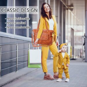 Johomviin Diaper Bag Tote Fashion Leather Diaper Bag Backpack with 13 Pockets for Mom Dad, Large Travel Baby Bag Purse for Boys Girls with 3 Insulated Pockets, Changing Station - Brown