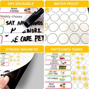 3Pcs Magnetic Chore Chart for Multiple Kids & Adults,Reward Chart Good Behavior Chart for Kids,Dry Erase Responsibility Charts for Toddlers, with Tasks & 6 Markers for Fridge School Home Supplies