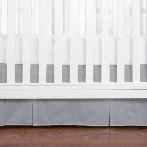 Pleated Crib Bed Skirt, 800TC 100% Egyptian Cotton, Nursery Crib Toddler (28” x 52” x 14’’) Bedding Skirt for Baby Boys or Girls - Silver