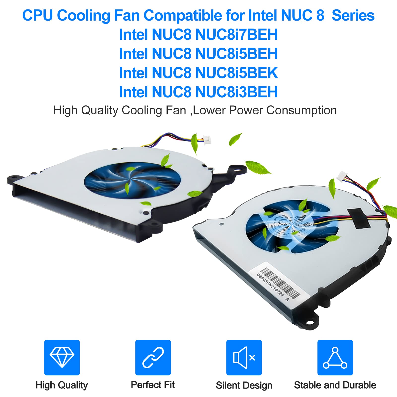 ARLBA New Replacement CPU Cooling Fan for Intel NUC NUC8 NUC8i3BEH NUC8i5BEH NUC8i5bek NUC8i7BEH NUC8 I3/I5/I7 Mini Host BSC0805HA-00 BAZB0808R5H P004 5V 0.6A Fan w/Thermal Paste & Spatula