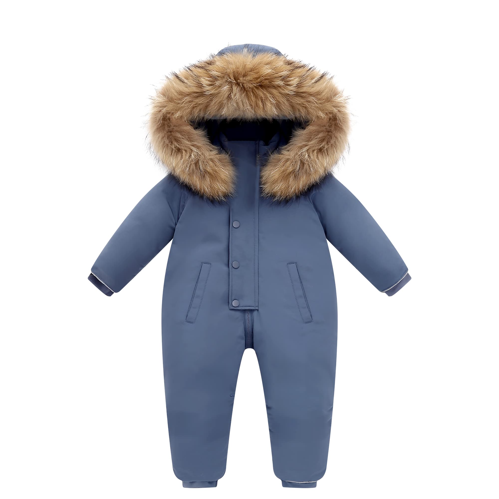 Fewlby Baby Snowsuit Infant Baby Boys Girls Romper Winter Down Jacket Hooded One-Piece Outwear Toddler Jumpsuit, Blue 18-21 Months