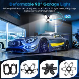 TANBABY Motion Sensor Garage Light, 150W Deformable LED Garage Light Garage Light 2 Pack 150W Ultra Bright Garage Ceiling Light