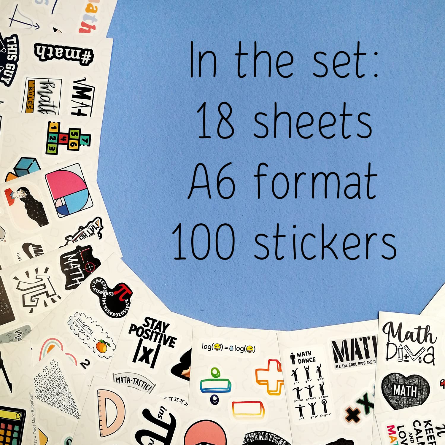 BulbaCraft 100Pcs Small Math Stickers for Students - Funny Math Gifts for Women and Men, Math Related Stickers, Funny Math Nerd Gifts, Math Lovers, Math Jokes for Mathy Folks, Math Laptop Decals