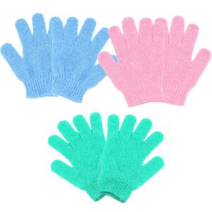 3 pairs exfoliating gloves,double sided exfoliating glove,exfoliating body scrub,body scrubber shower gloves,bath exfoliating glove for shower,spa,massage and body scrubs,dead skin cell remover