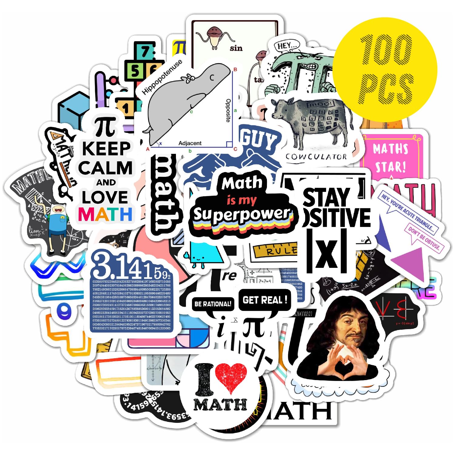 BulbaCraft 100Pcs Small Math Stickers for Students - Funny Math Gifts for Women and Men, Math Related Stickers, Funny Math Nerd Gifts, Math Lovers, Math Jokes for Mathy Folks, Math Laptop Decals