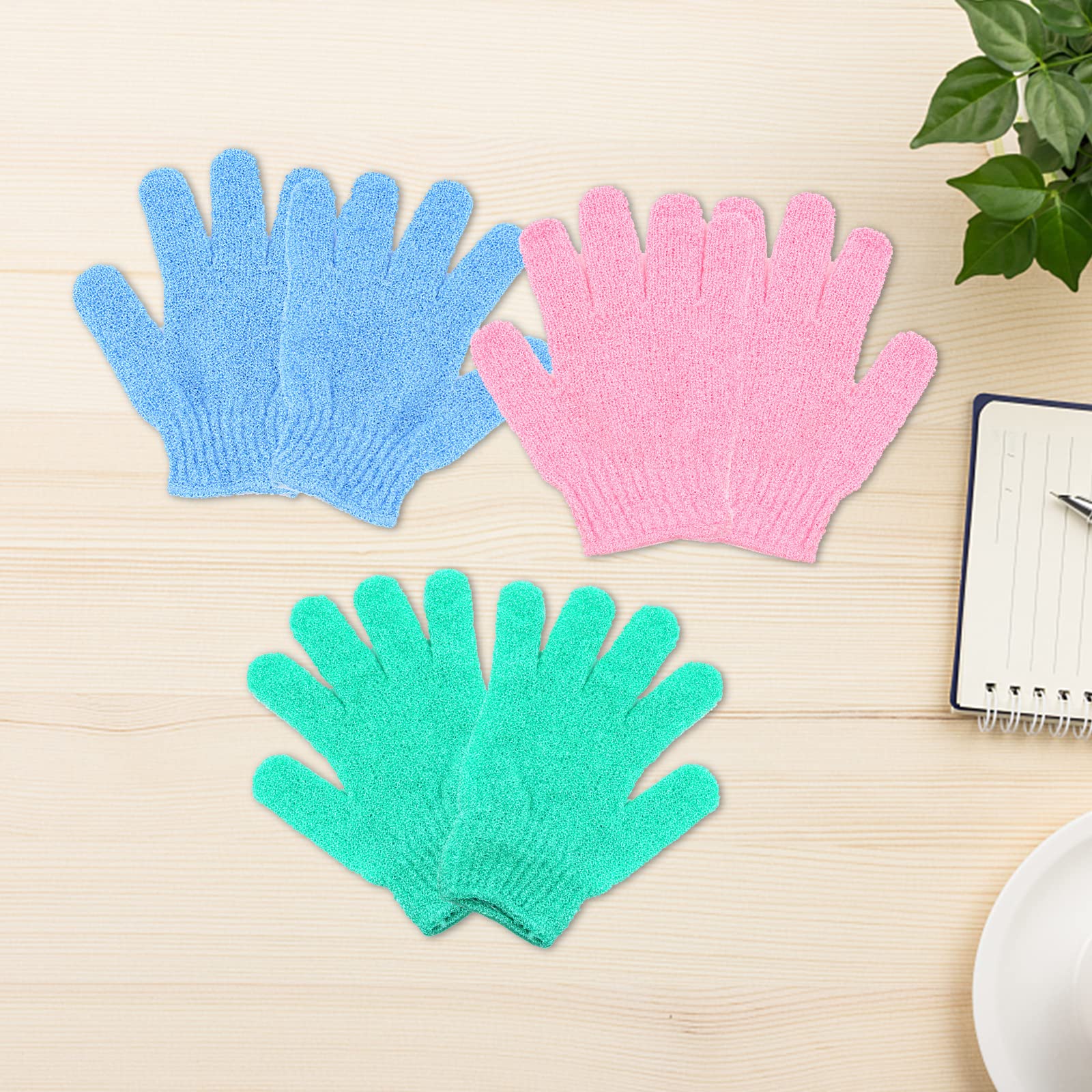 3 Pairs Exfoliating Gloves,Double Sided Exfoliating Glove,Exfoliating Body Scrub,Body Scrubber Shower Gloves,Bath Exfoliating Glove for Shower,Spa,Massage and Body Scrubs,Dead Skin Cell Remover