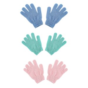 3 Pairs Exfoliating Gloves,Double Sided Exfoliating Glove,Exfoliating Body Scrub,Body Scrubber Shower Gloves,Bath Exfoliating Glove for Shower,Spa,Massage and Body Scrubs,Dead Skin Cell Remover